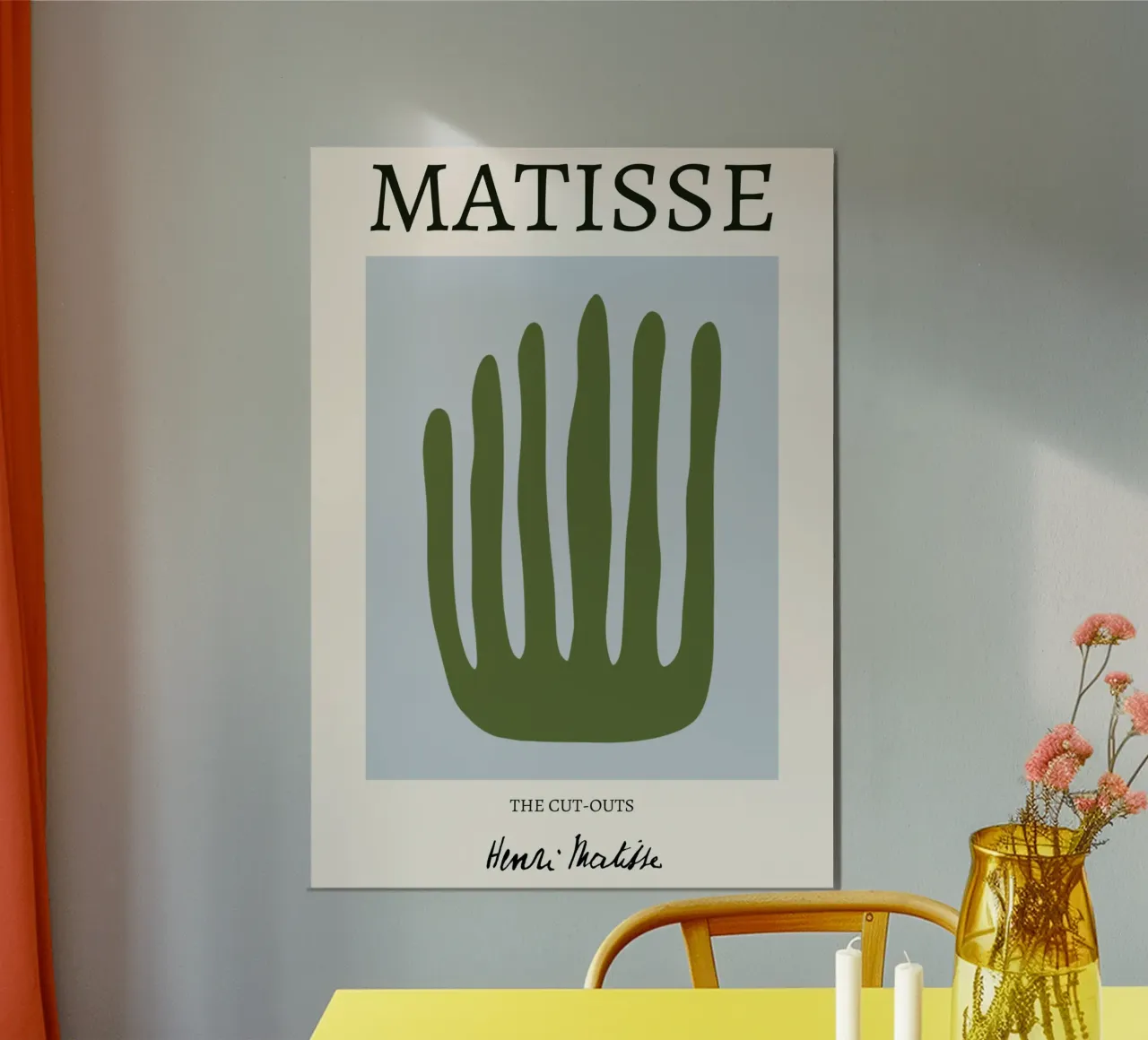 Matisse "I ritagli" Verde oliva Palma astratta poster con telaio in alluminio da homdeco