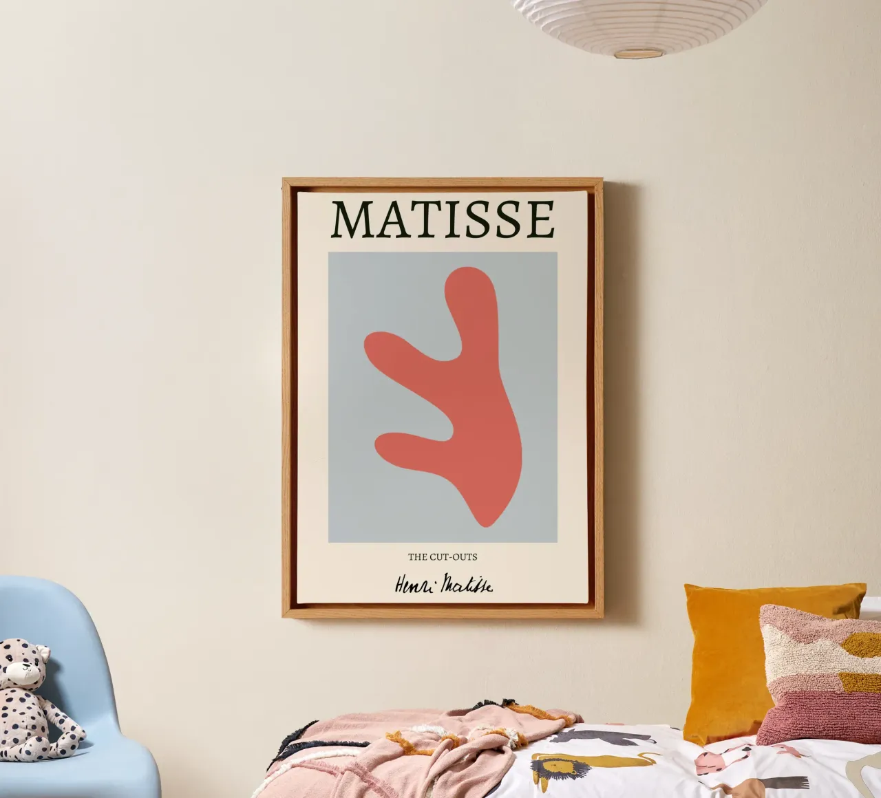 Matisse "De uitsnijdingen" Koraal Organisch Abstract canvas met Baklijst van homdeco