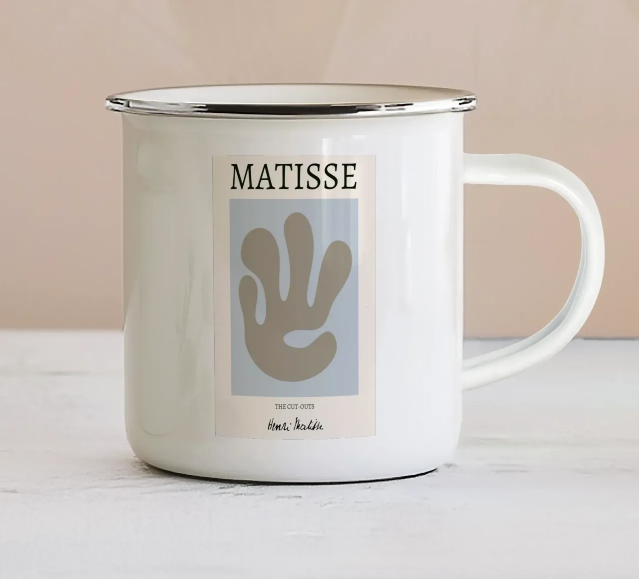 Matisse "The Cut-Outs" astratto organico color taupe tazza in smalto da homdeco