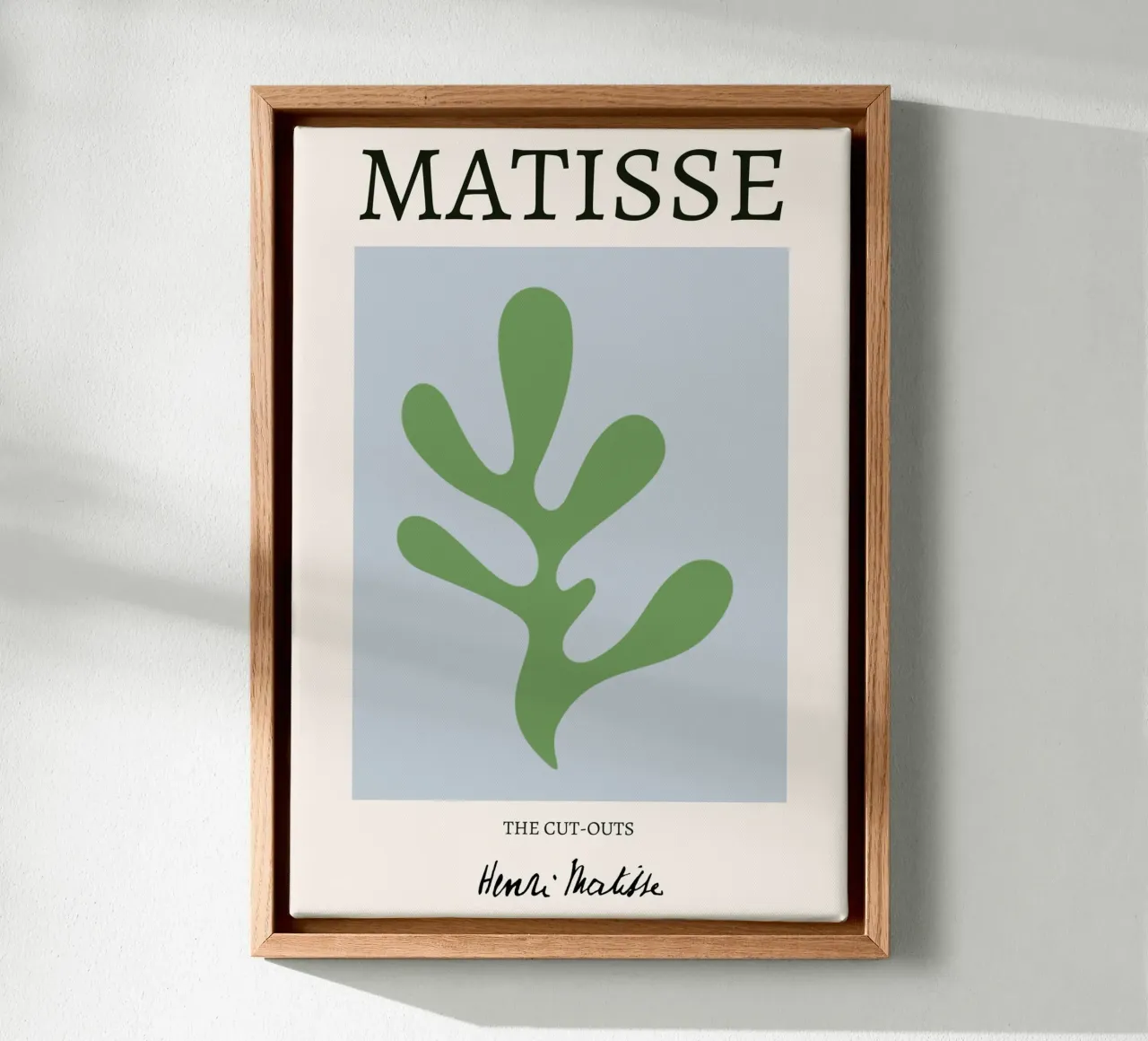 Matisse "De uitsnijdingen" Olijfgroen bladabstract canvas met Baklijst van homdeco