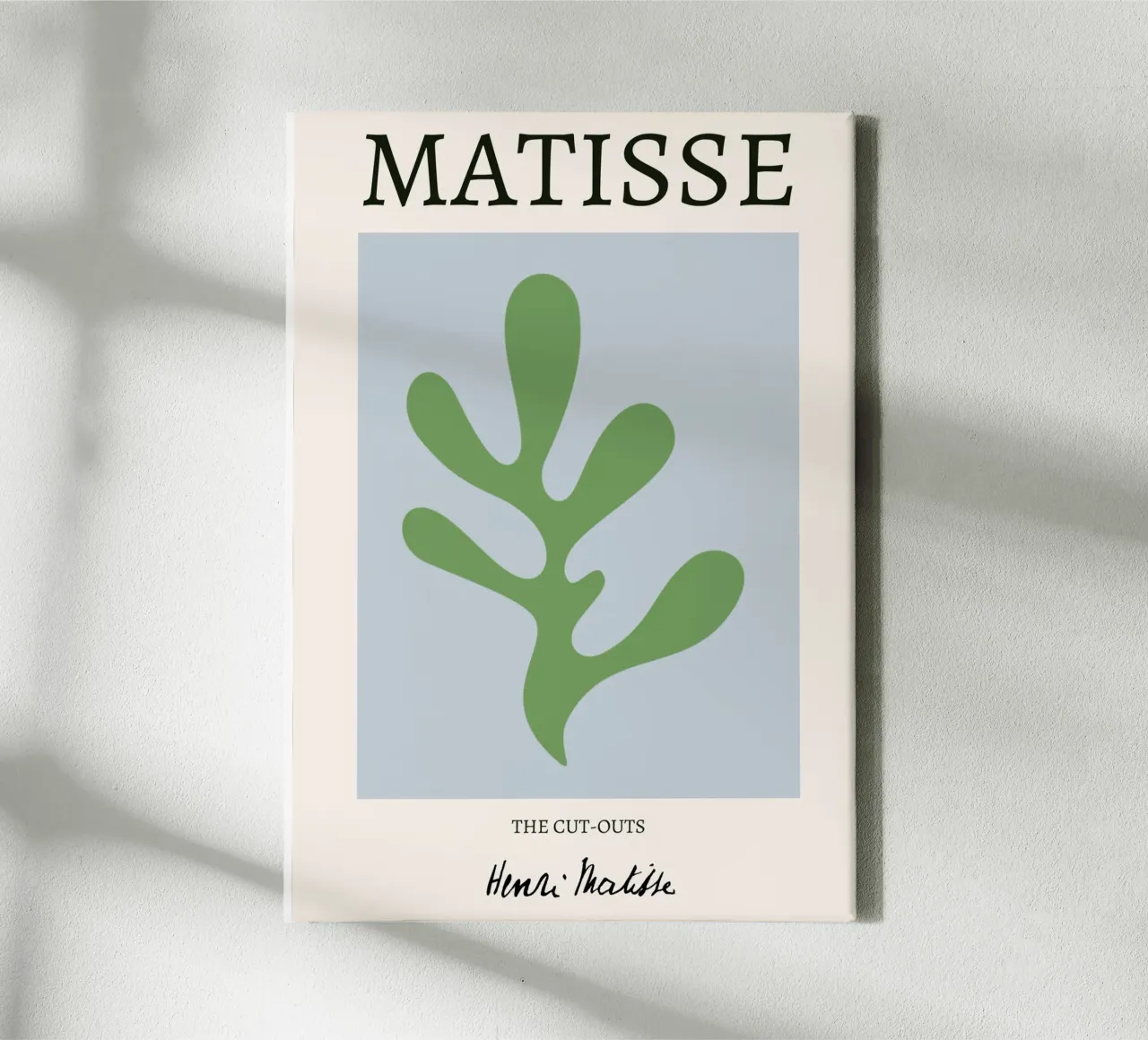 Matisse "De uitsnijdingen" Olijfgroen bladabstract canvas met Baklijst van homdeco