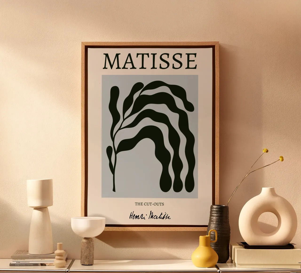 Matisse "Los recortes" Abstracto de algas negras lienzo con Marco flotante de homdeco