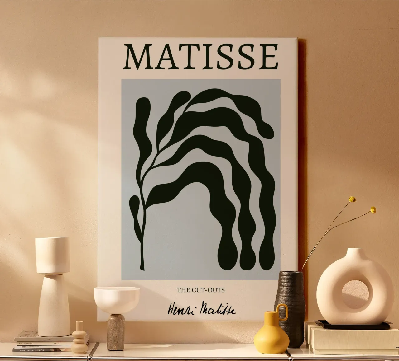 Matisse "Los recortes" Abstracto de algas negras lienzo con Marco flotante de homdeco