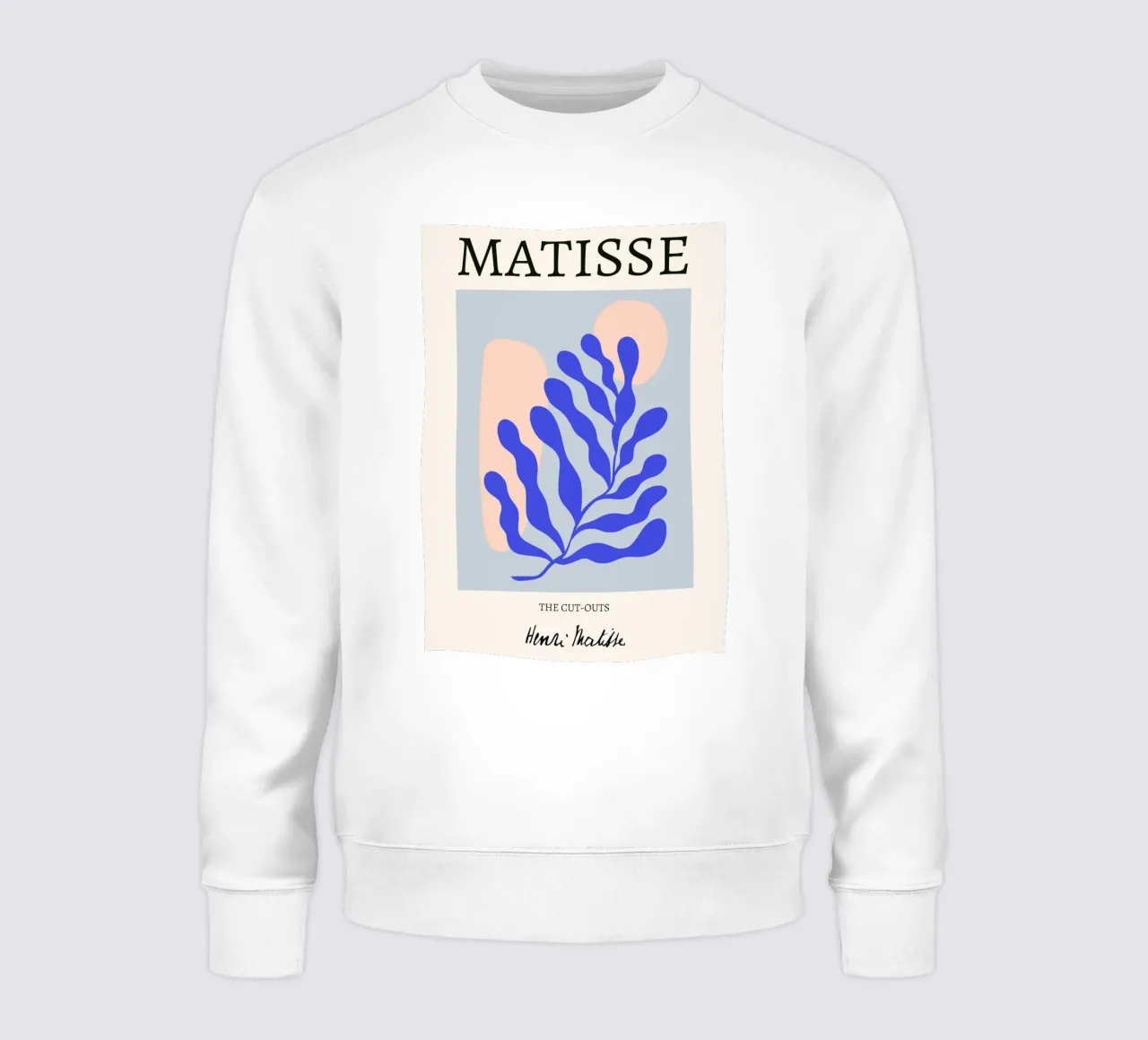 Matisse "I ritagli" Foglia blu e forme di pesca astratte felpa da homdeco