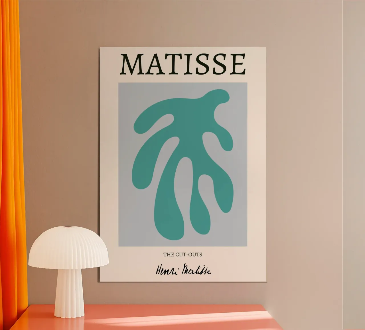 Stampa d'arte moderna con ritaglio di foglie astratte di Matisse poster con telaio in legno da homdeco