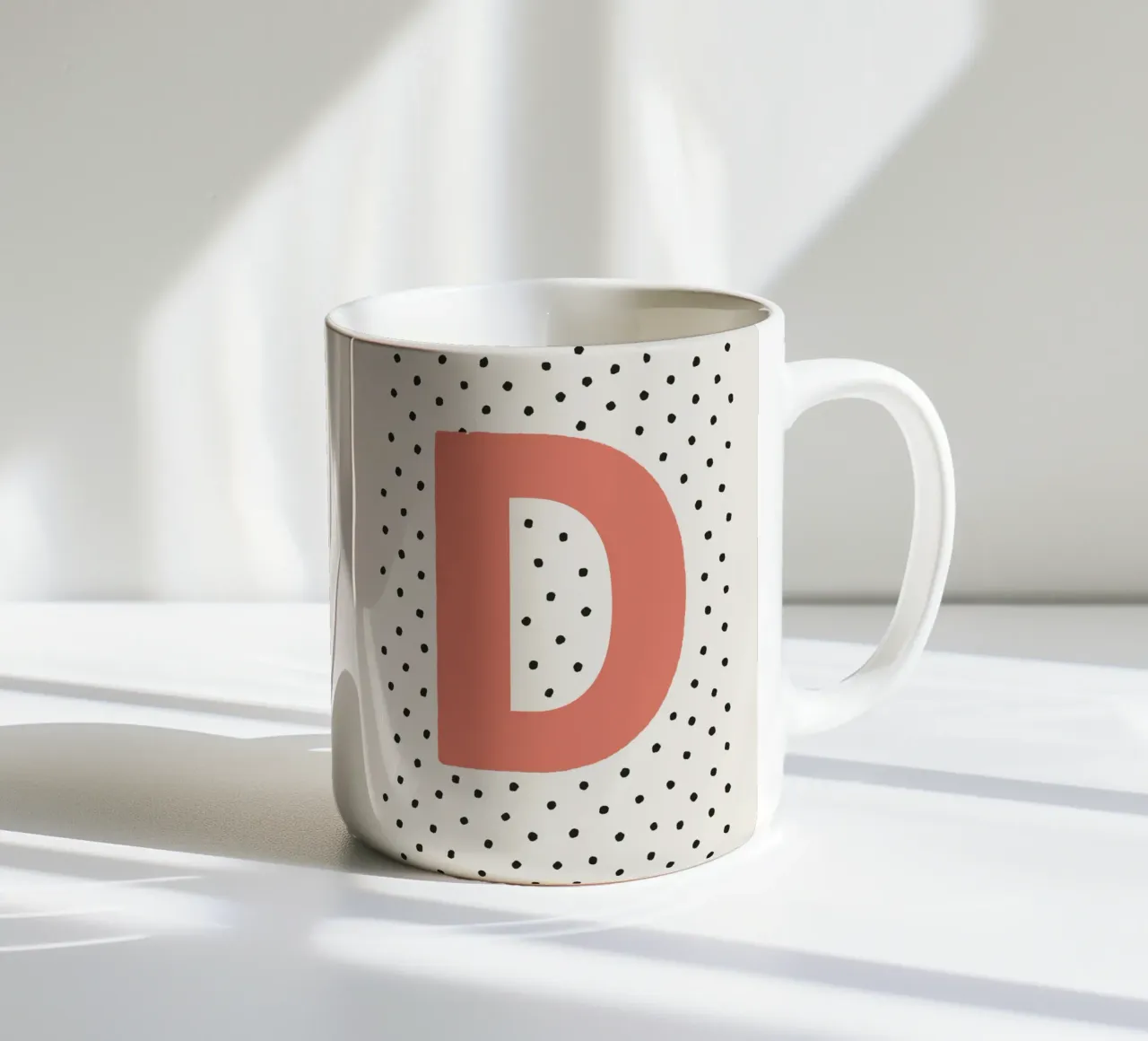 Initial D on polka dots - Minimalist design ceramic mug by KidzStudio
