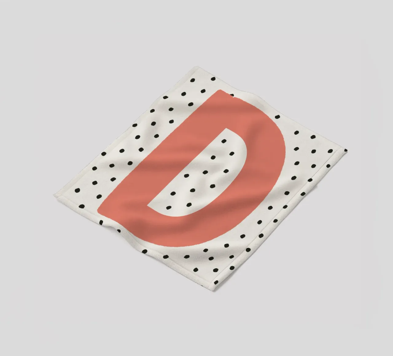 Initial D on polka dots - Minimalist design fleece blanket by KidzStudio