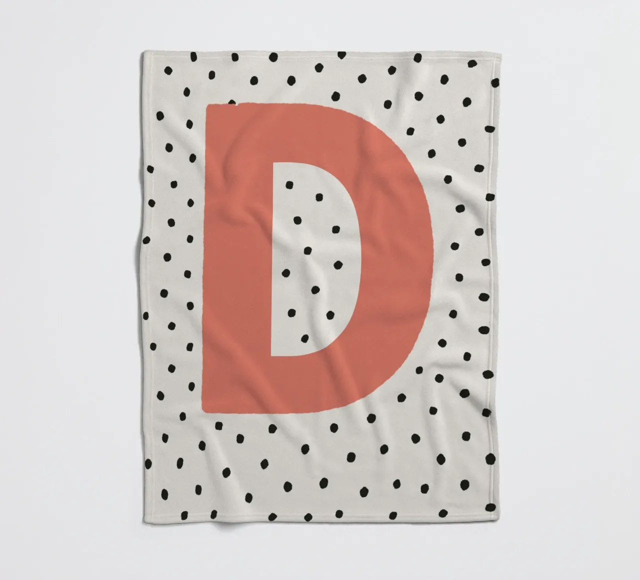 Initial D on polka dots - Minimalist design fleece blanket by KidzStudio