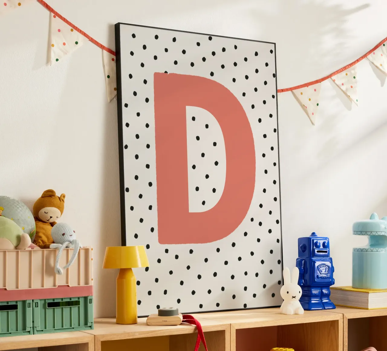 Initial D on polka dots - Minimalist design alu-dibond by KidzStudio
