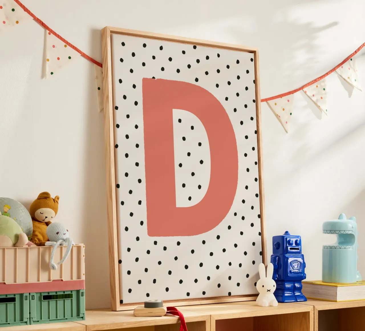 Initial D on polka dots - Minimalist design canvas by KidzStudio