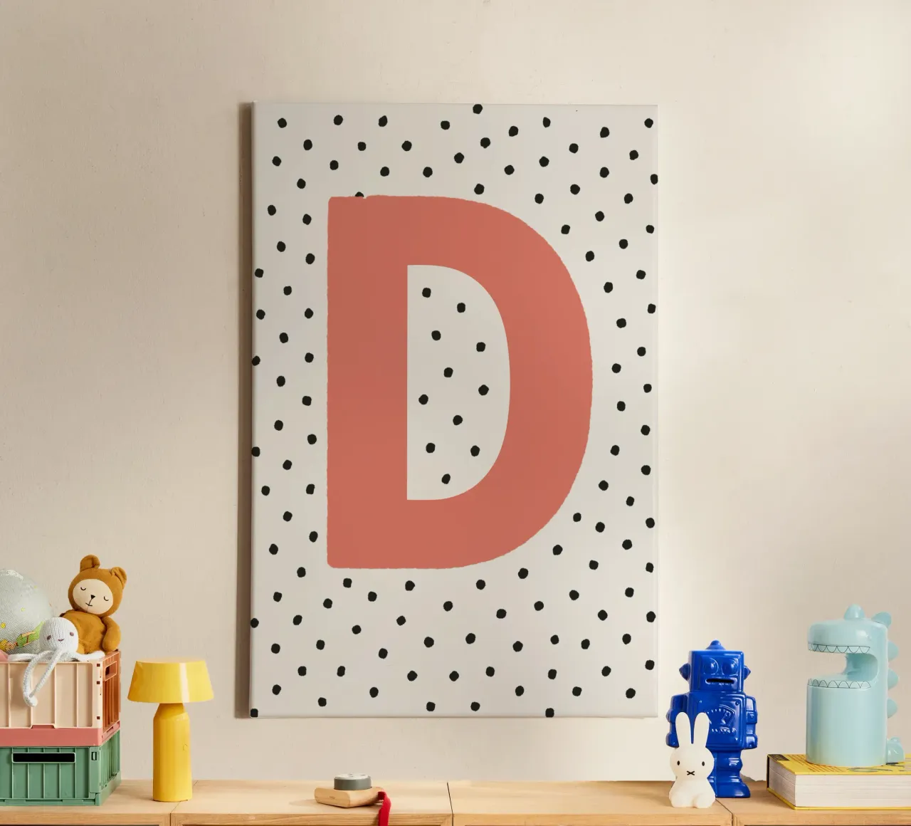 Initial D on polka dots - Minimalist design canvas by KidzStudio