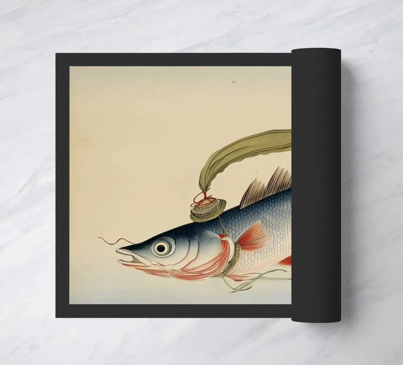 Artistic Fish: Sky & Sea Sardine Asian Seaside Escape Art doormat by Kaji