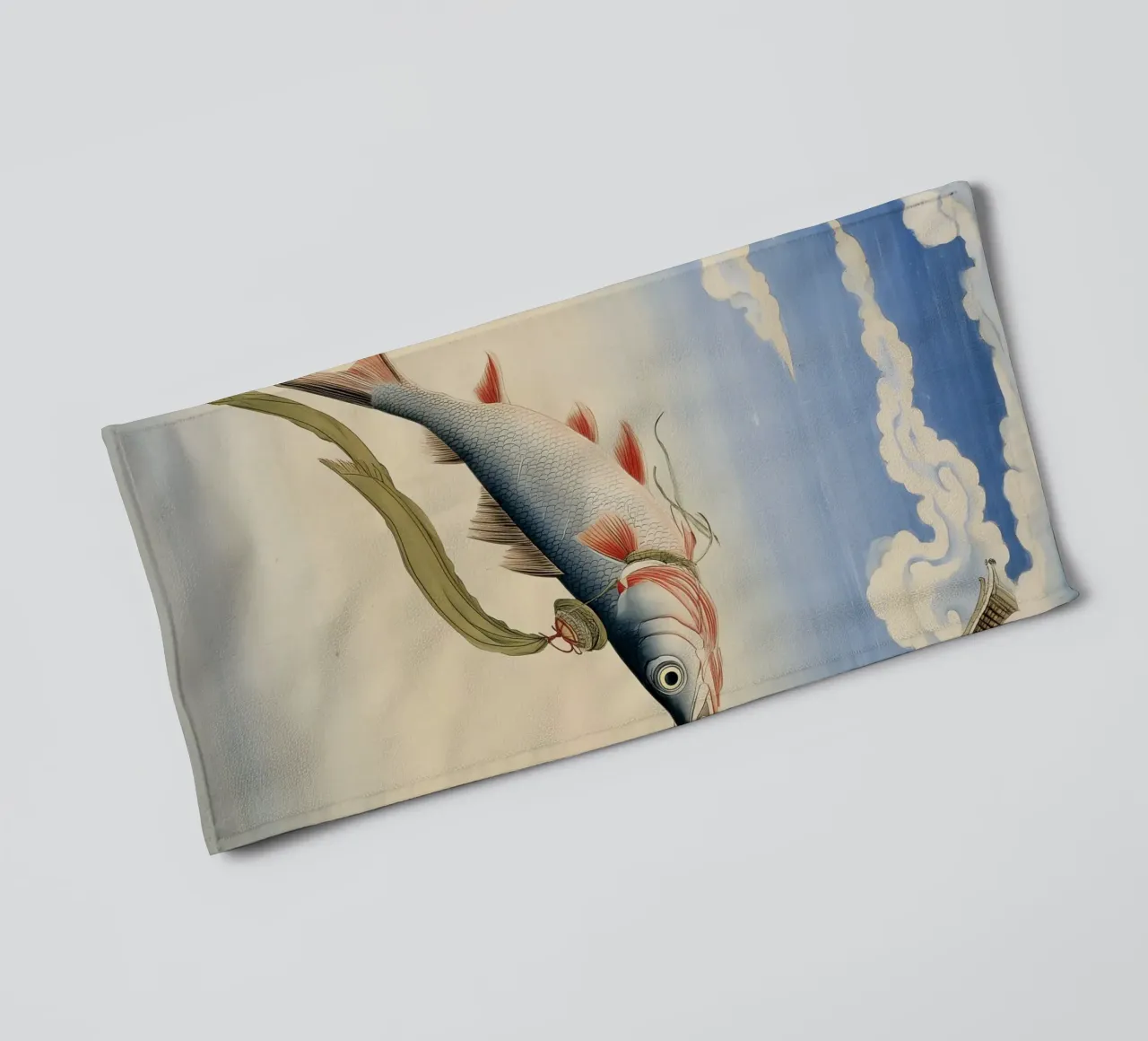 Artistic Fish: Sky & Sea Sardine Asian Seaside Escape Art towel by Kaji