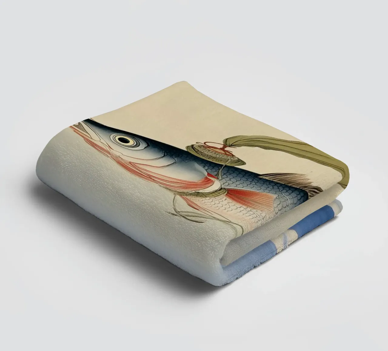 Artistic Fish: Sky & Sea Sardine Asian Seaside Escape Art towel by Kaji