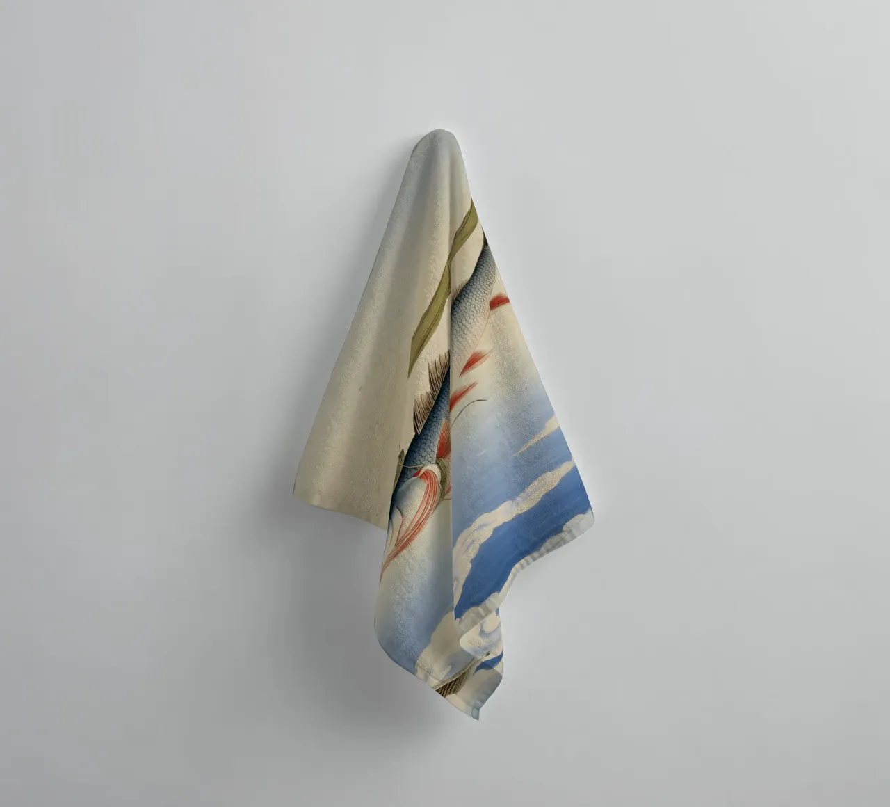 Artistic Fish: Sky & Sea Sardine Asian Seaside Escape Art towel by Kaji