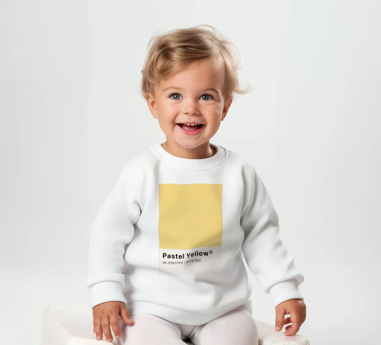 Jaune pastel Pantone Color Code Minimalist Print sweat pour bébé de homdeco