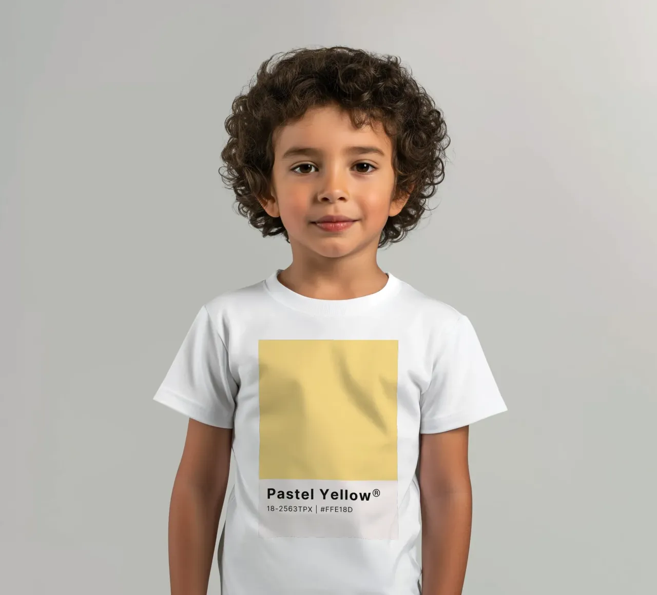 Pastel Yellow Pantone Color Code Minimalist Print kids t-shirt by homdeco