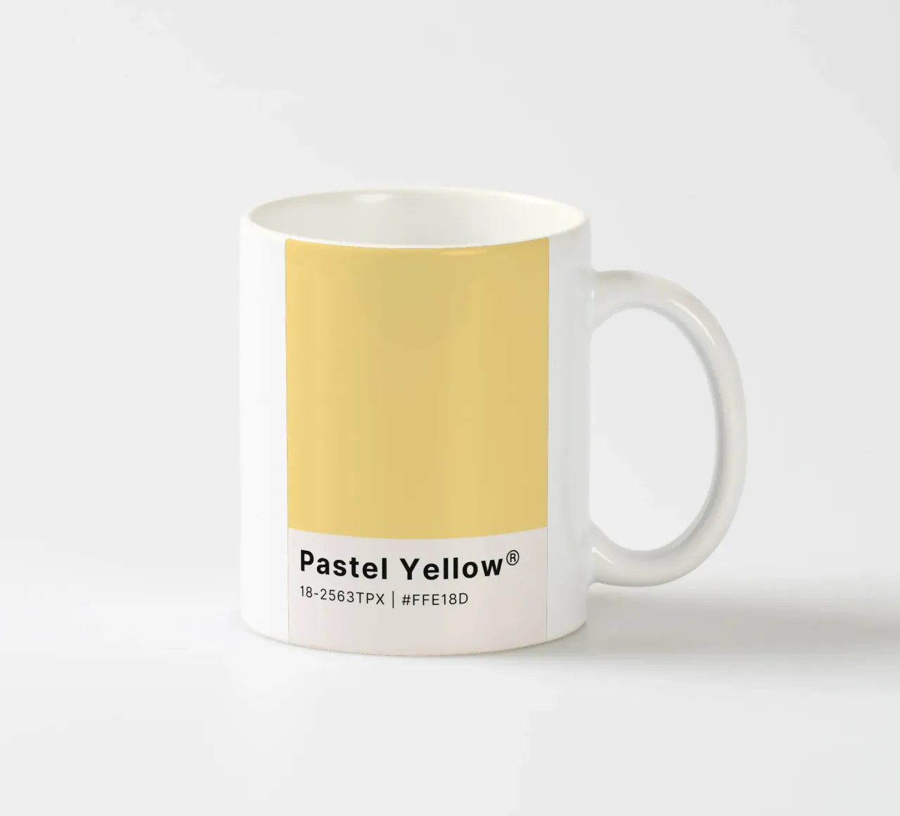 Pastel Yellow Pantone Color Code Minimalist Print ceramic mug by homdeco