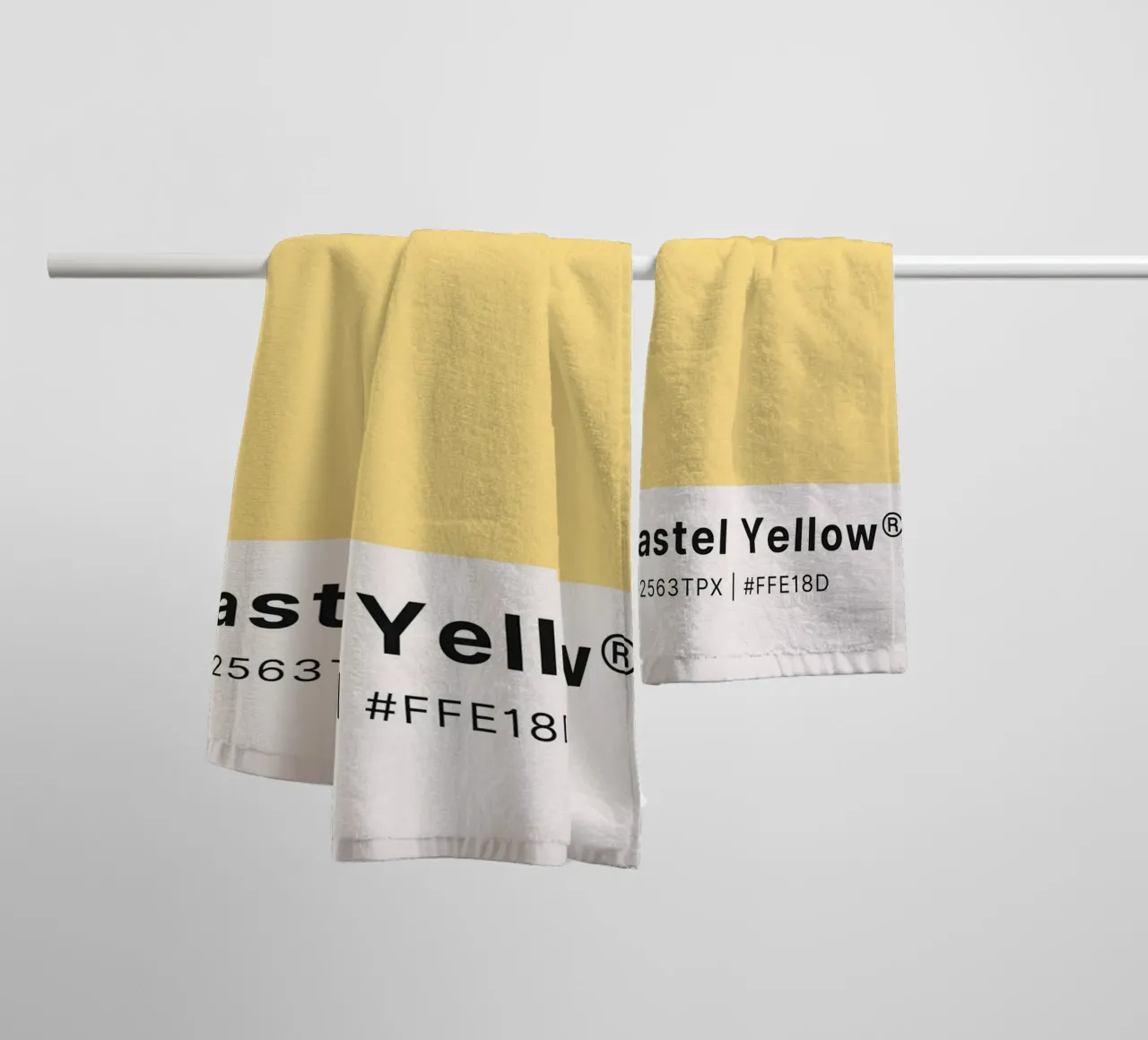 Pastel Yellow Pantone Color Code Minimalist Print towel by homdeco