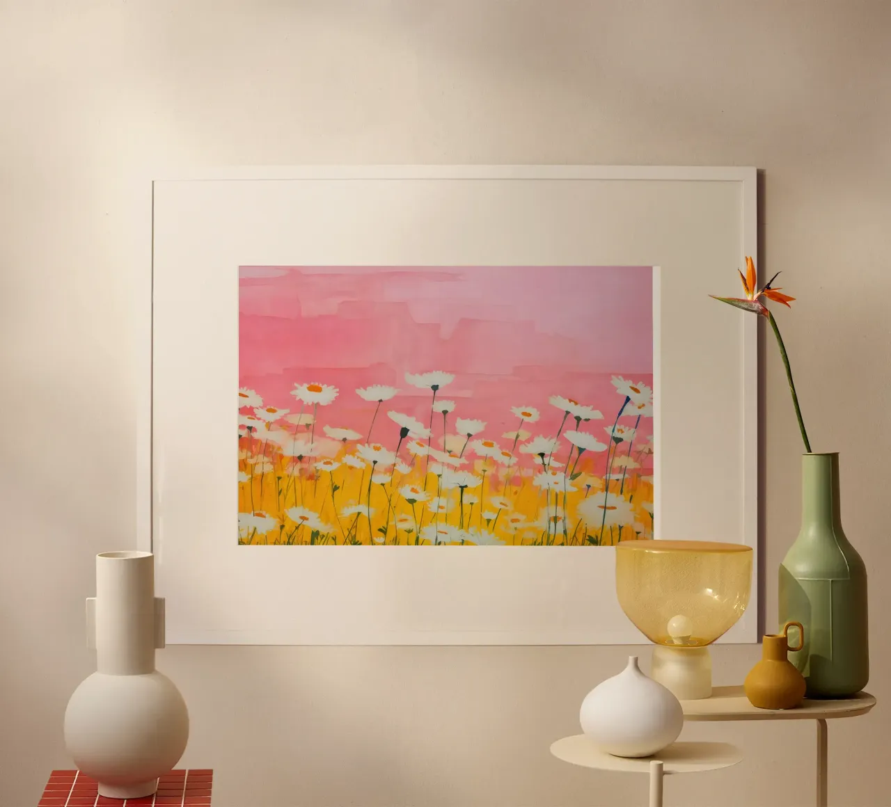 Margaritas a la luz del sol - póster romántico de flores poster de Studio Mooodz
