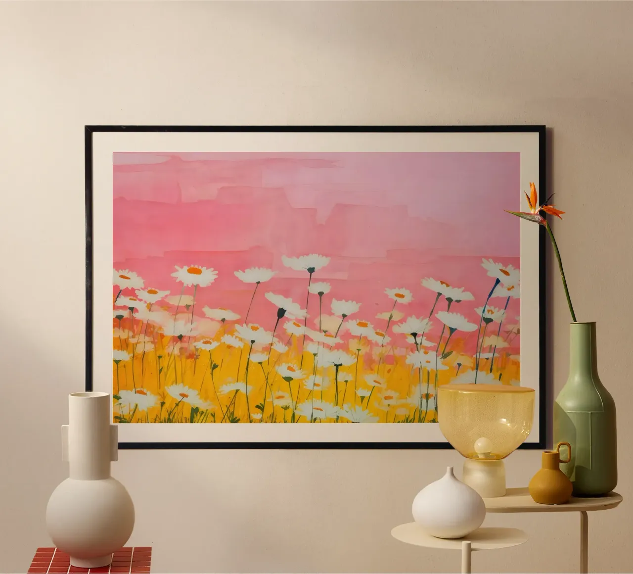 Margaritas a la luz del sol - póster romántico de flores poster de Studio Mooodz
