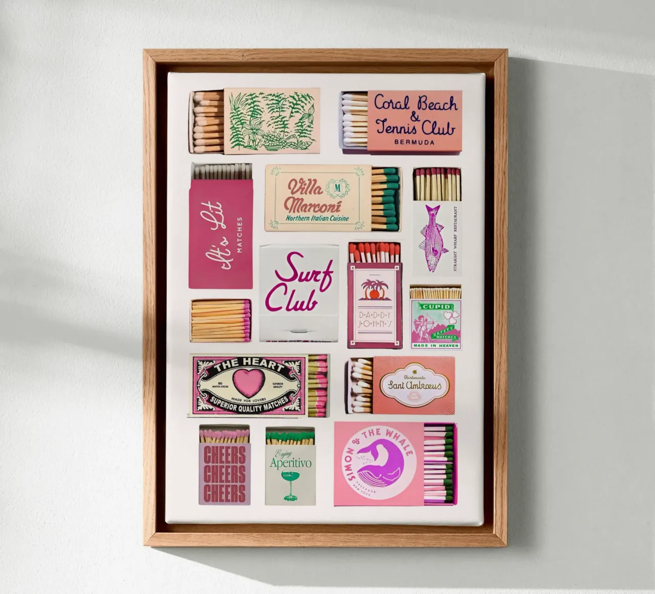 Vintage luciferdoosjes Eclectische kunstdruk canvas met Baklijst van homdeco