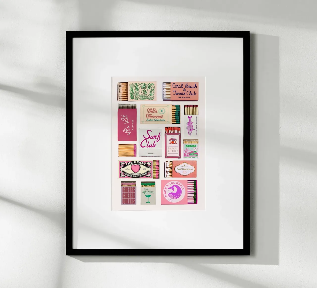 Vintage luciferdoosjes Eclectische kunstdruk poster met houten frame van homdeco