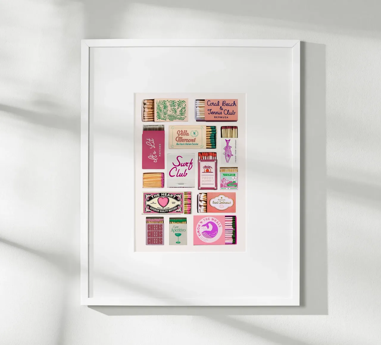 Vintage luciferdoosjes Eclectische kunstdruk poster met houten frame van homdeco
