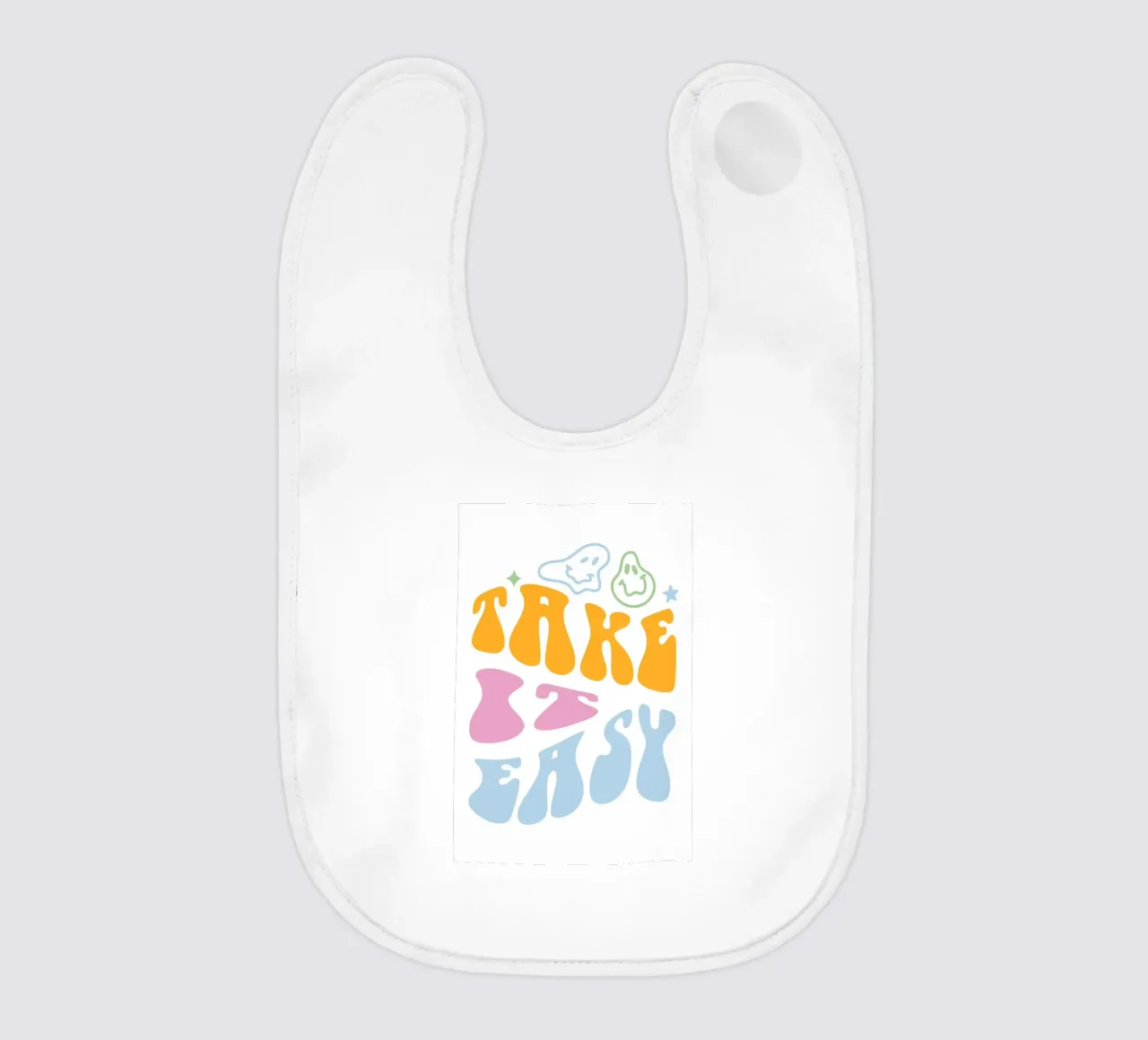 "Take It Easy" Groovy Abstract Chill Art Print baby bib by homdeco