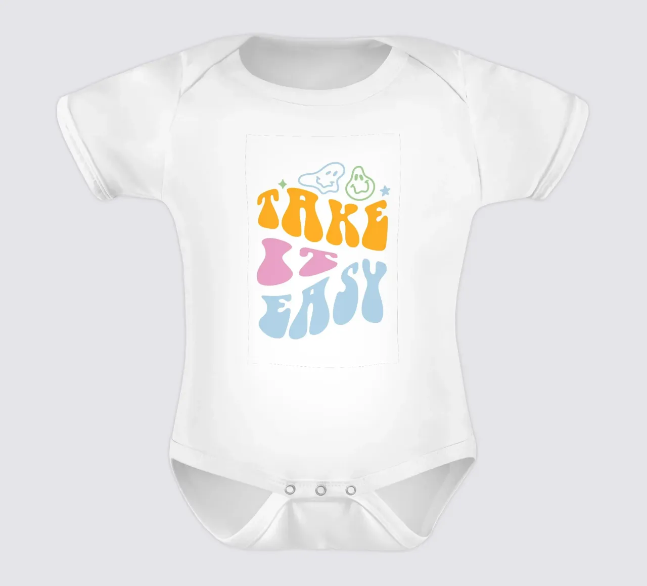 "Take It Easy" Groovy abstracte chill kunstdruk babyrompertje korte mouwen van homdeco