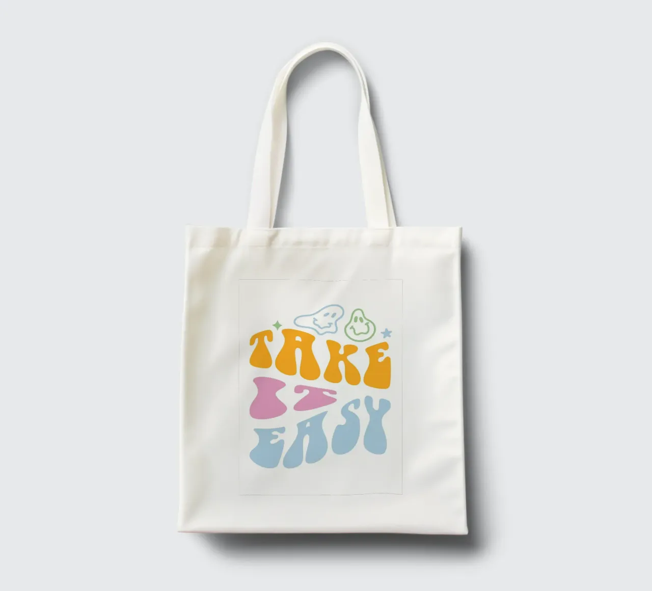 "Take It Easy" Groovy abstracte chill kunstdruk jute draagtas van homdeco