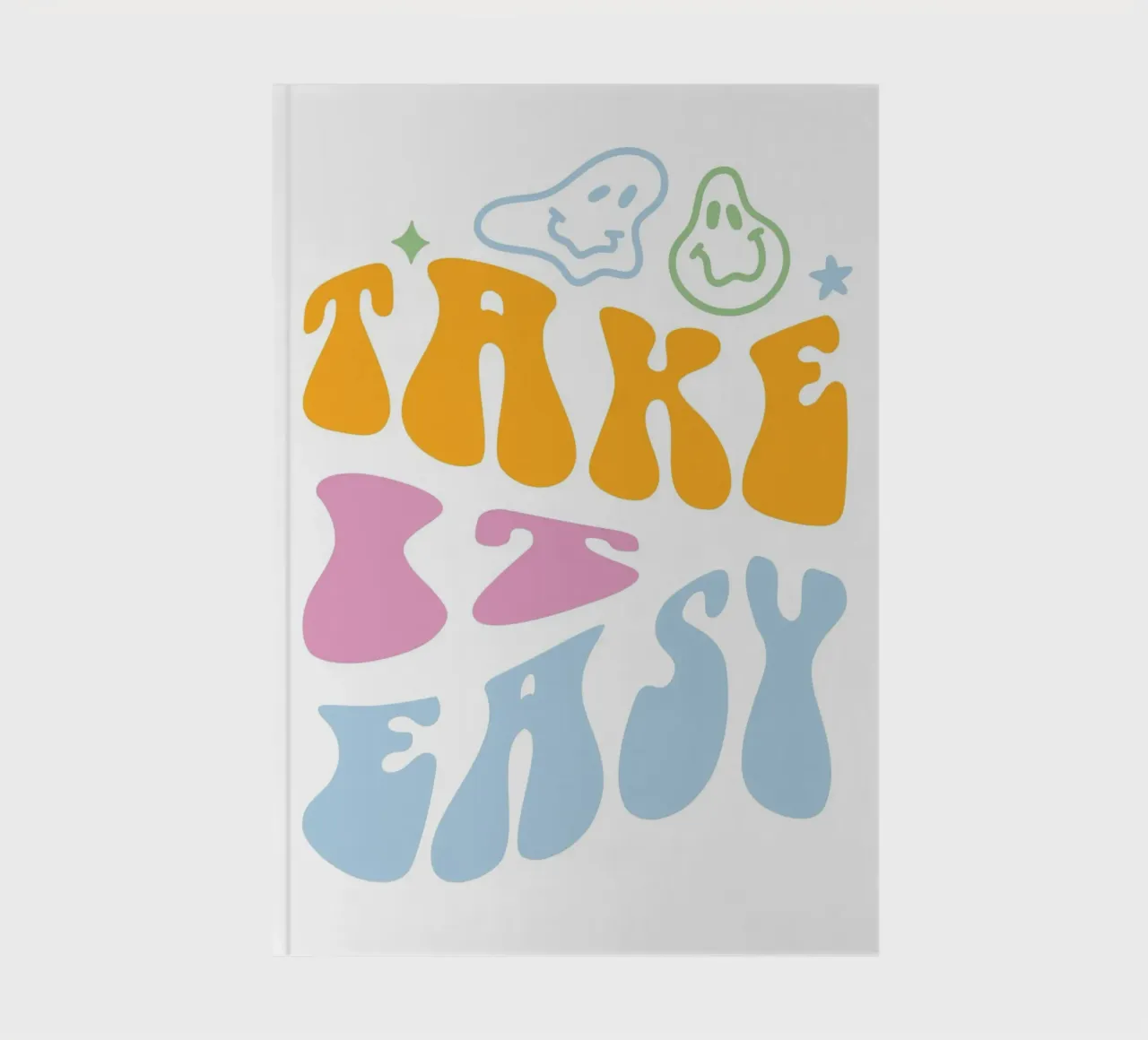 "Take It Easy" Groovy Abstract Chill Art Print notebook by homdeco