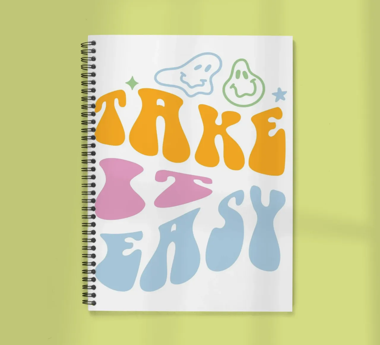 Impression d'art abstrait groovy "Take It Easy" pour se détendre carnet à spirale de homdeco