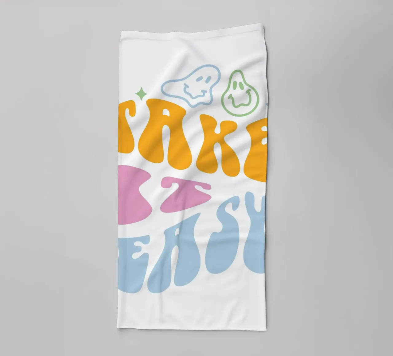 "Take It Easy" Groovy Abstract Chill Art Print towel by homdeco