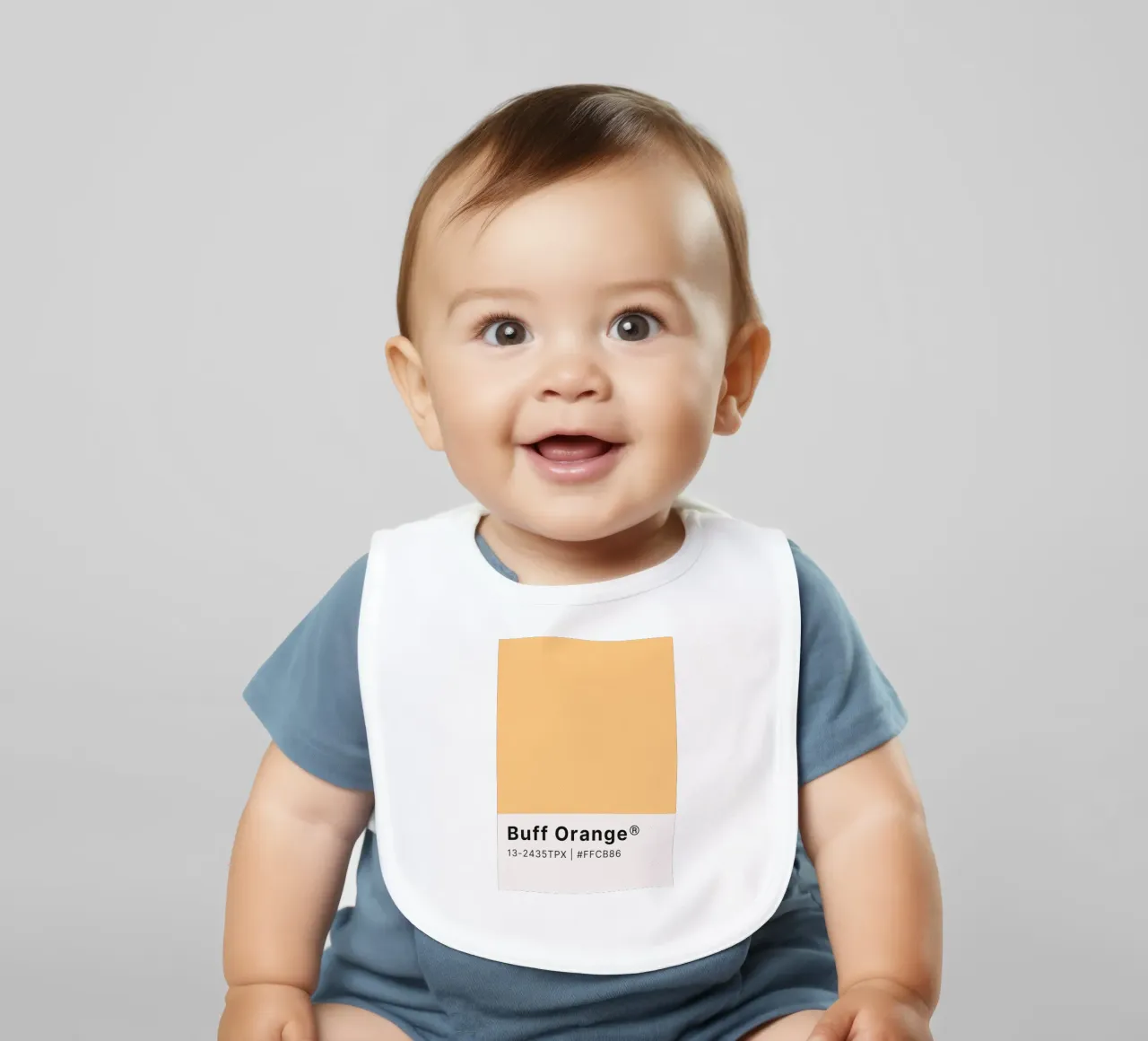 Buff Orange Pantone Color Code Minimalist Print baby bib by homdeco