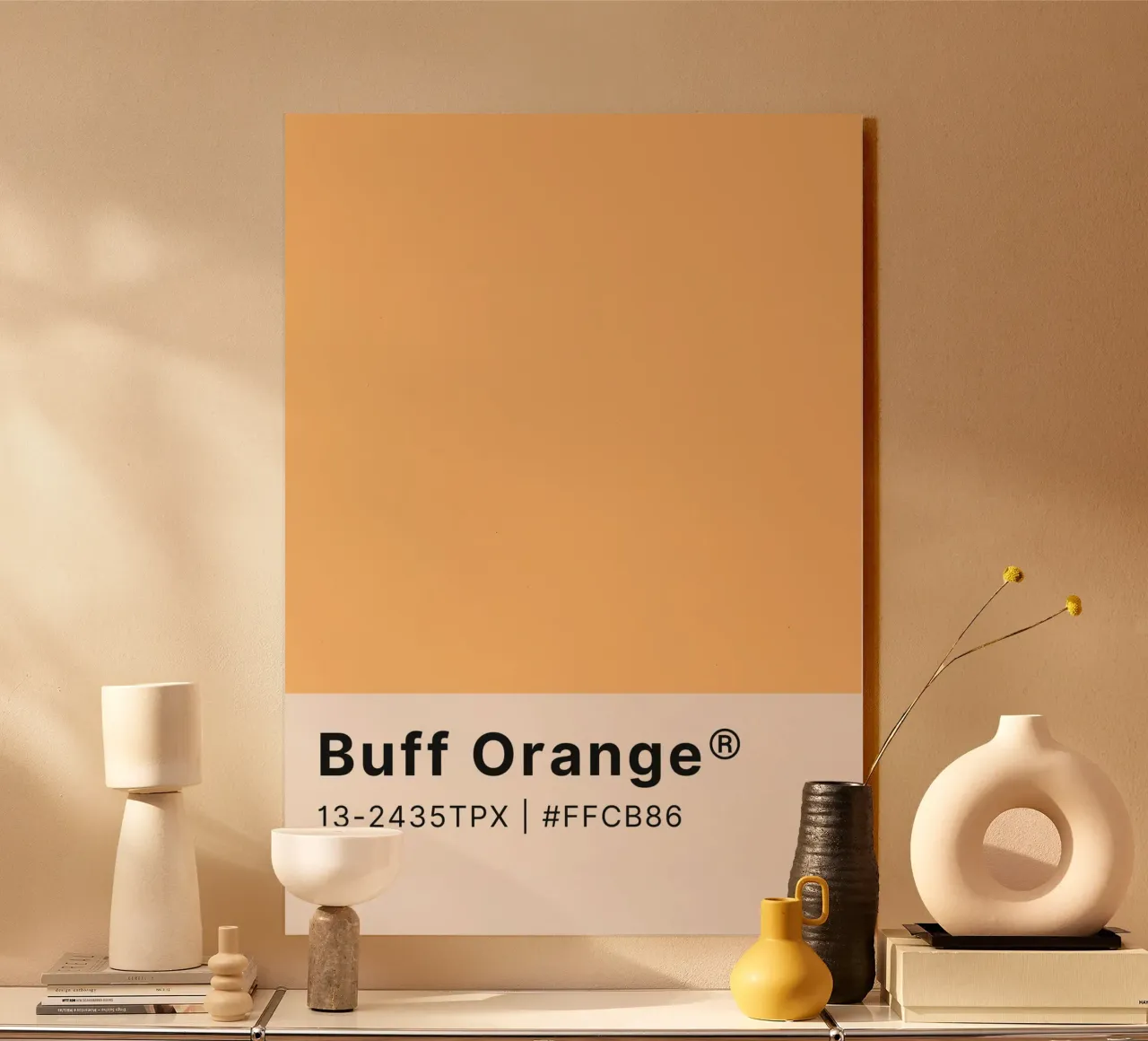 Buff Orange Pantone Color Code Minimalist Print alu-dibond by homdeco