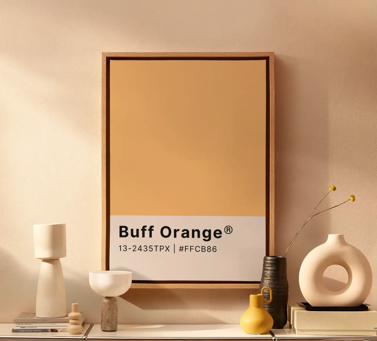 Buff Orange Pantone Color Code Minimalist Print canvas by homdeco