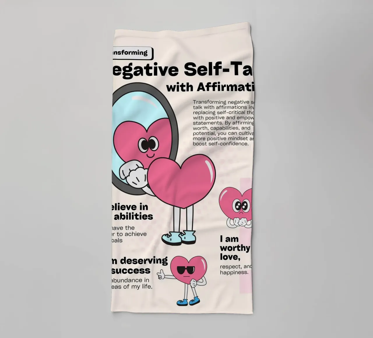 Transforming Negative Self-Talk Affirmation Art towel by homdeco