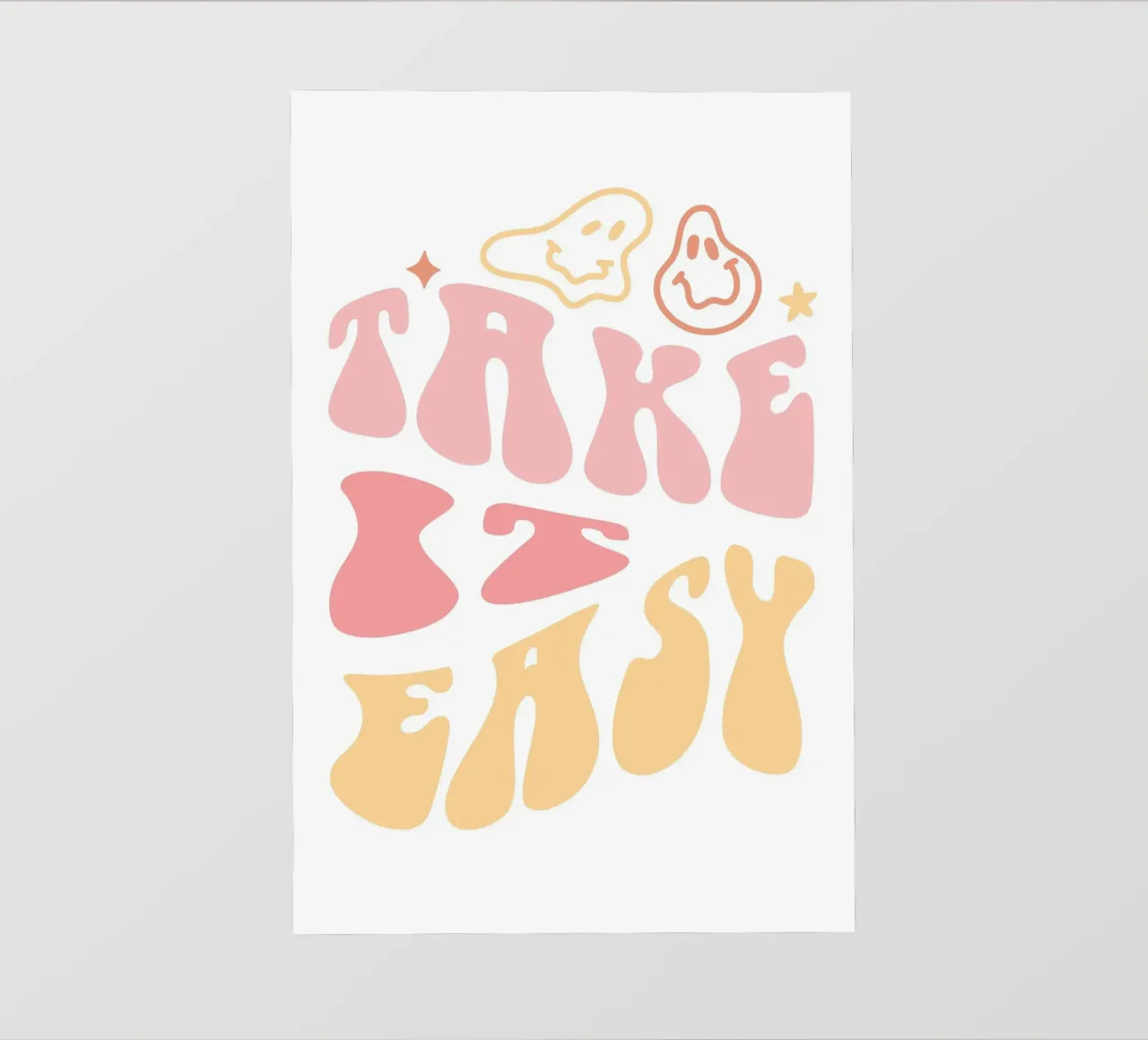 "Take It Easy" Pastel Groovy Chill Art Print lámina retroiluminada de homdeco