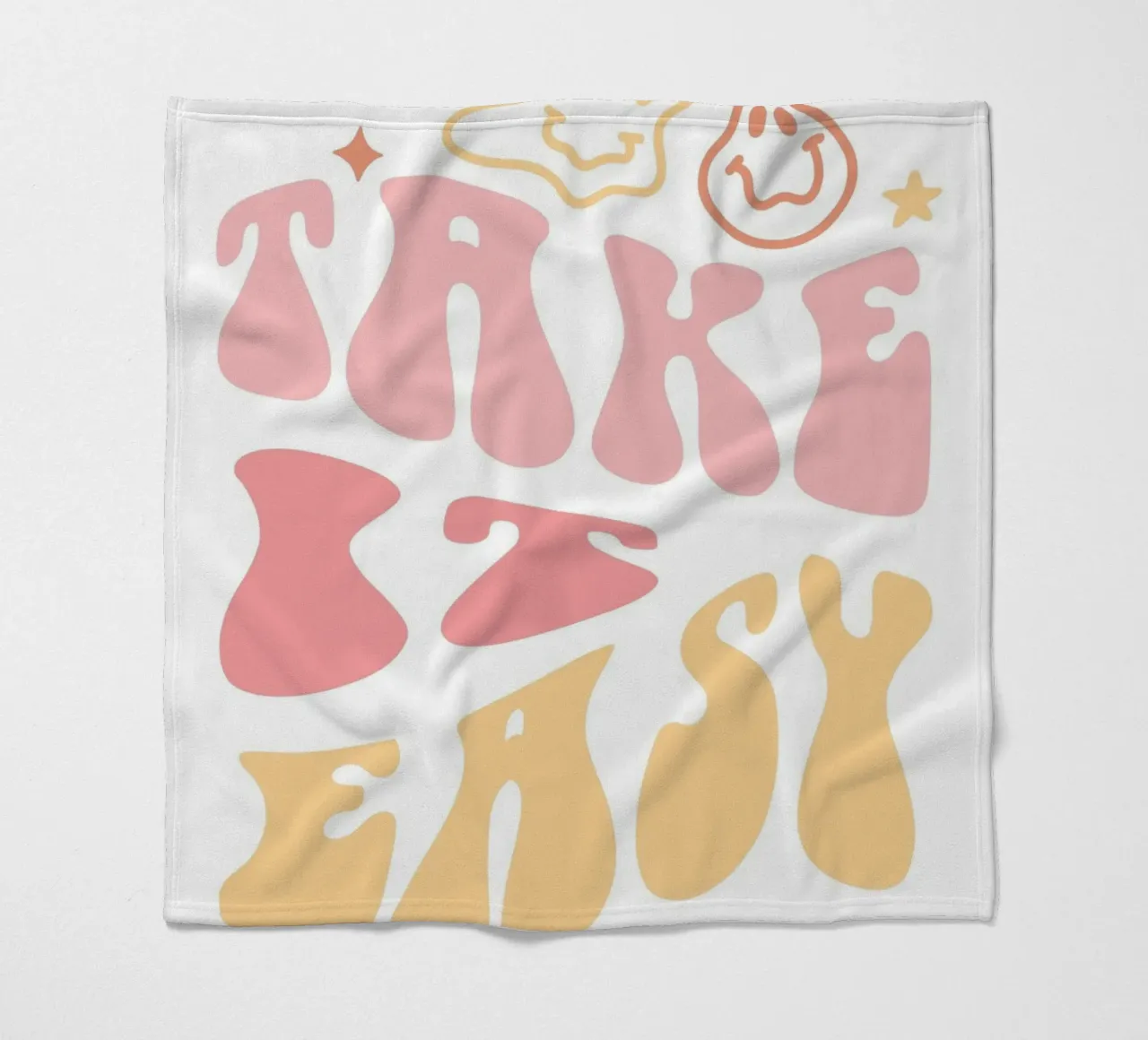 "Take It Easy" Pastell Groovy Chill Kunstdruck Fleecedecke von homdeco