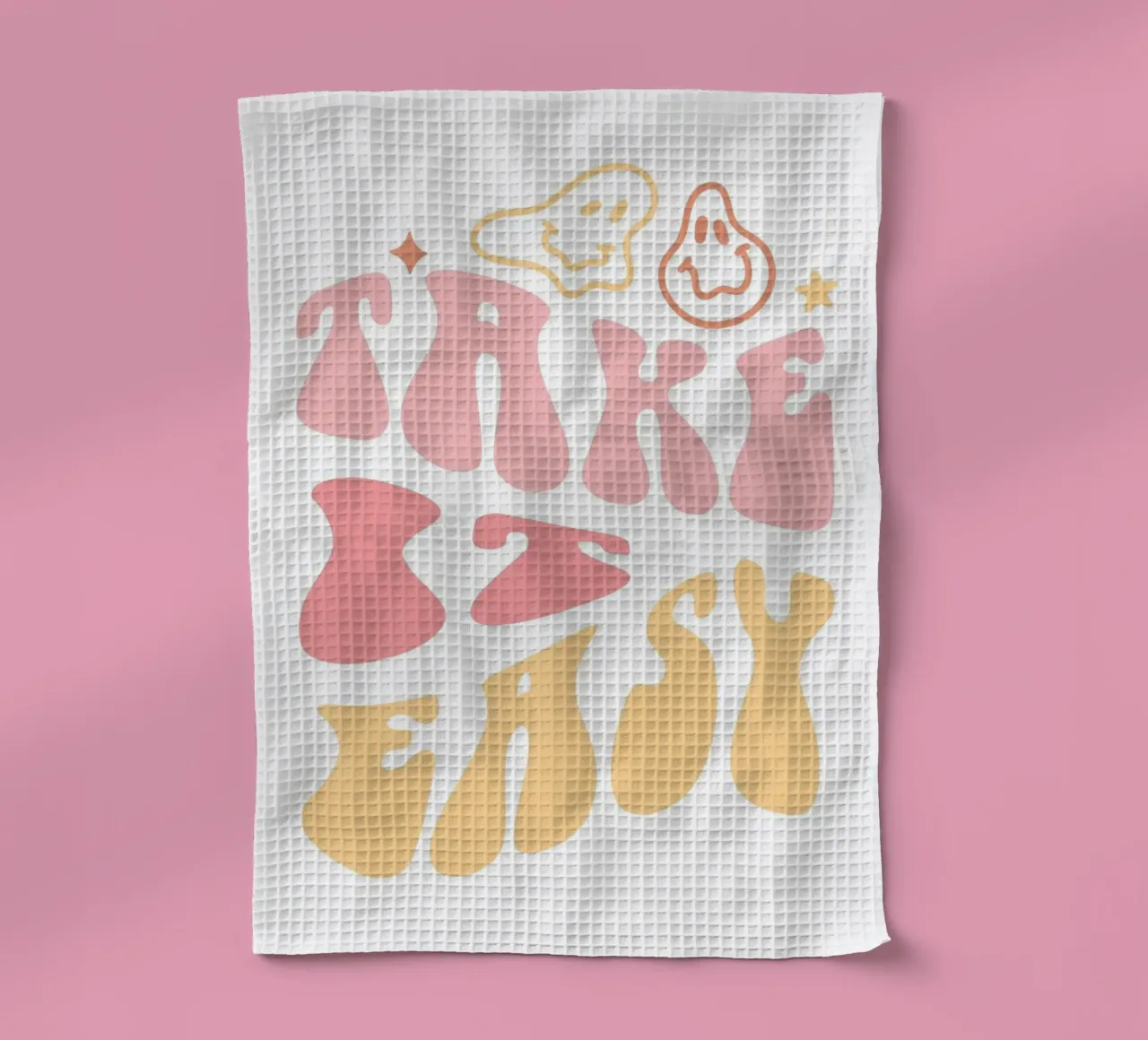 "Take It Easy" Pastel Groovy Chill Art Print paño de cocina de homdeco