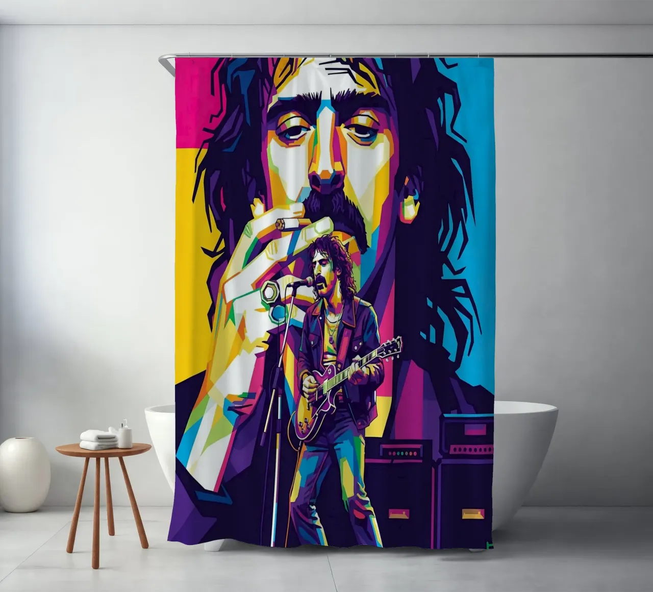 Frank Zappa - WPAP art style Duschvorhang von Hantamrata