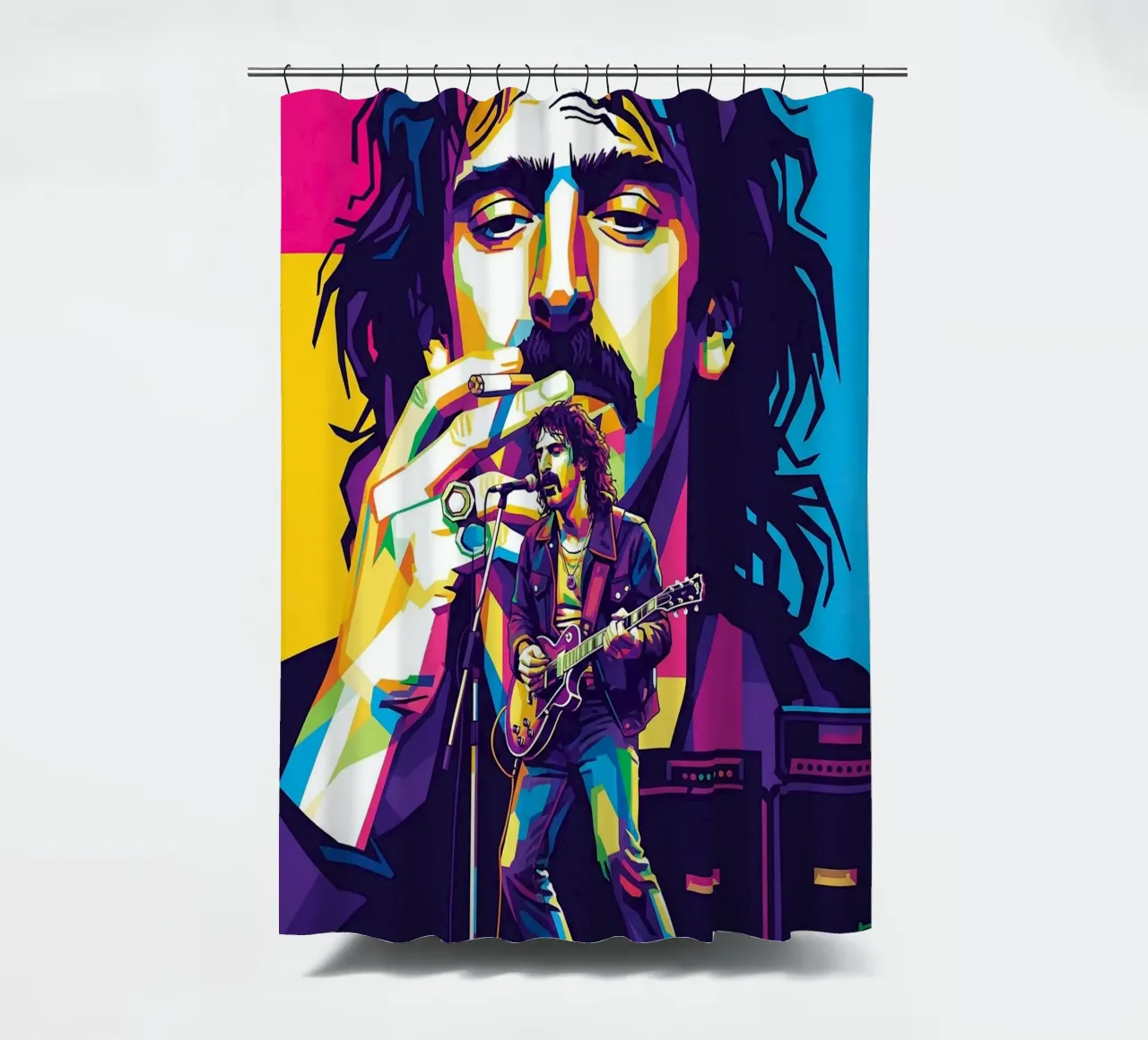 Frank Zappa - WPAP art style Duschvorhang von Hantamrata