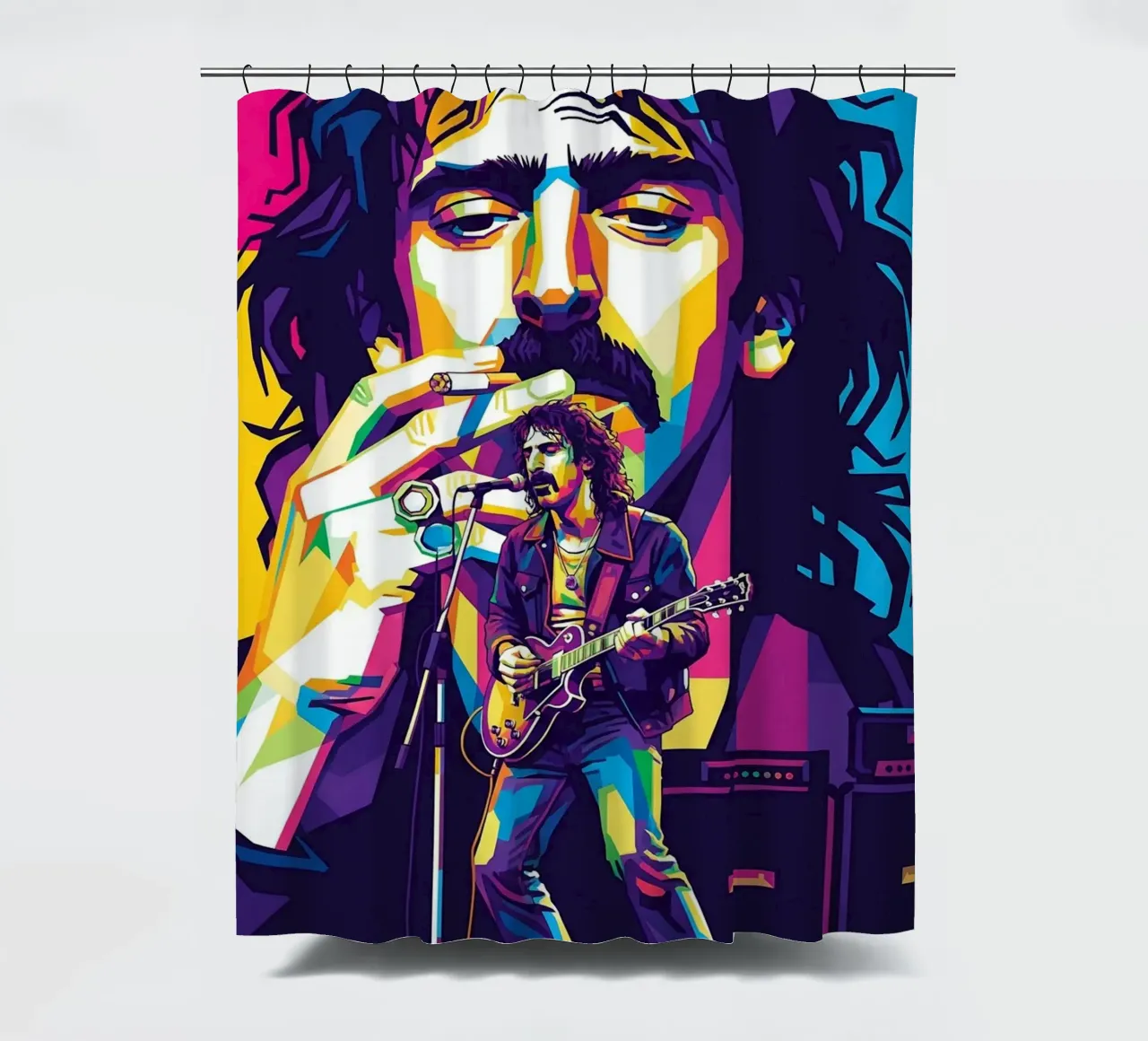 Frank Zappa - WPAP art style Duschvorhang von Hantamrata