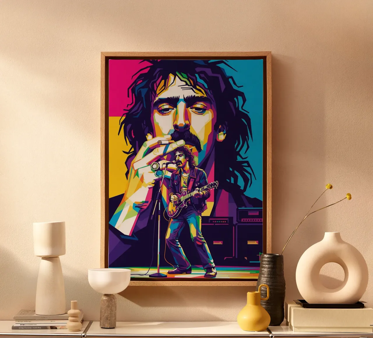 Frank Zappa - WPAP art style tela con Cornice a cassetta da Hantamrata
