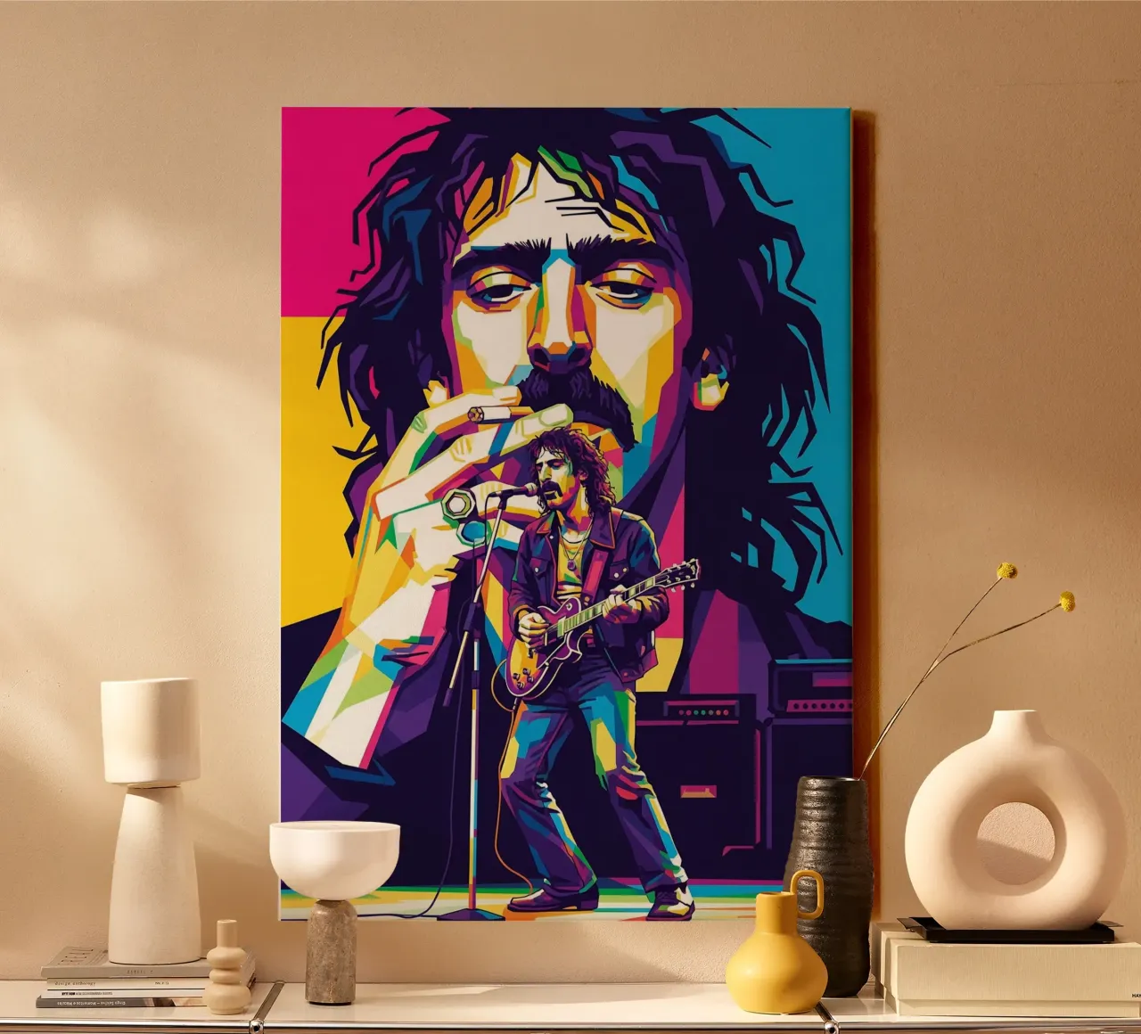 Frank Zappa - WPAP art style tela con Cornice a cassetta da Hantamrata
