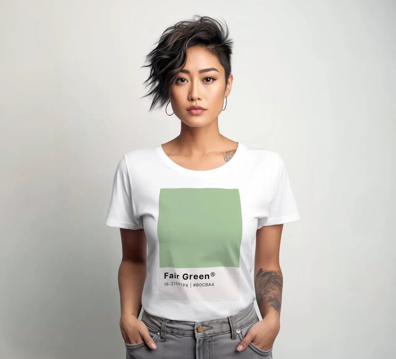Fair Green Pantone Color Code Minimalist Print women's fitted t-shirt by homdeco