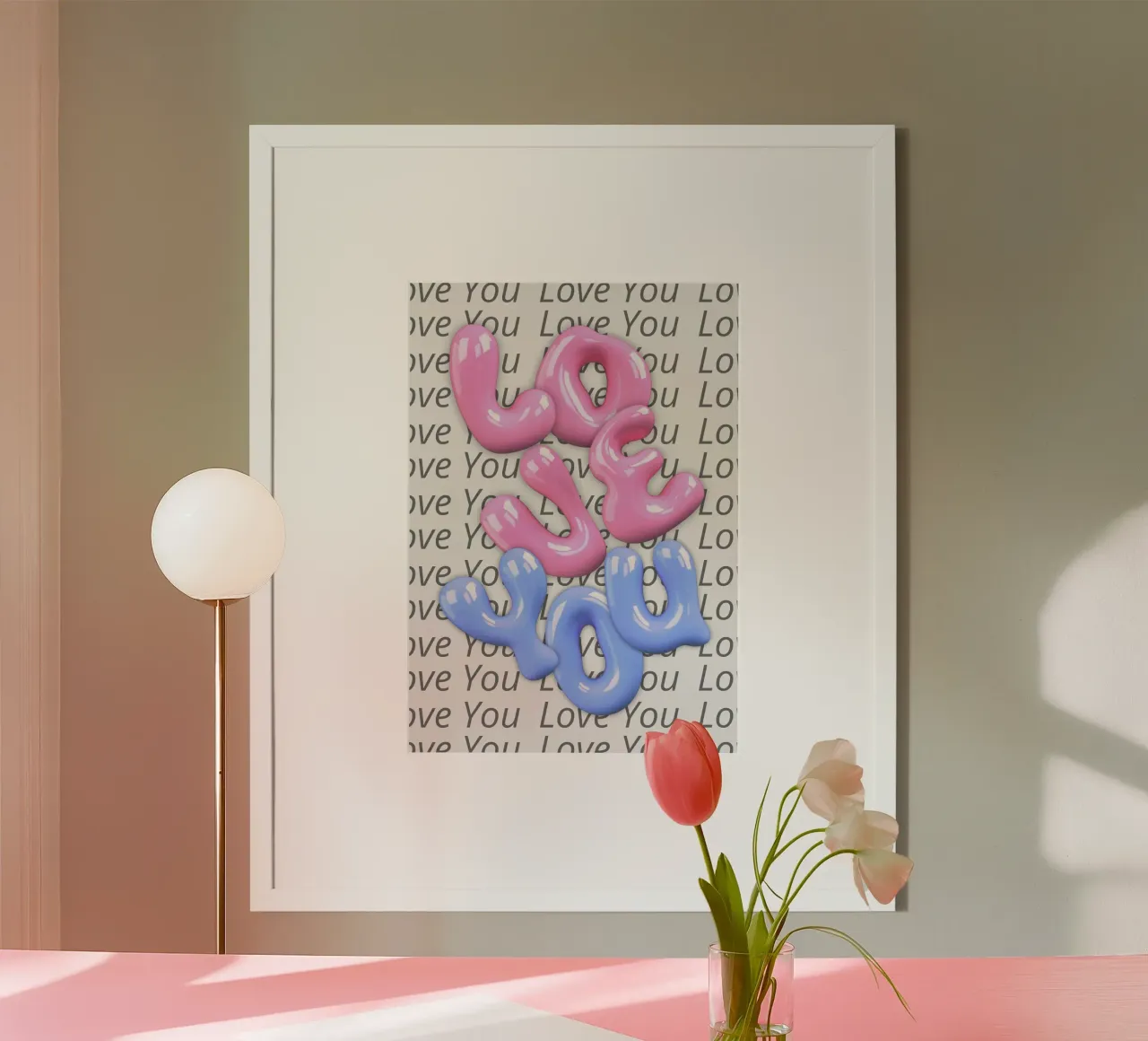 3D-Blase "Liebe dich" Pop-Art-Druck Poster von homdeco