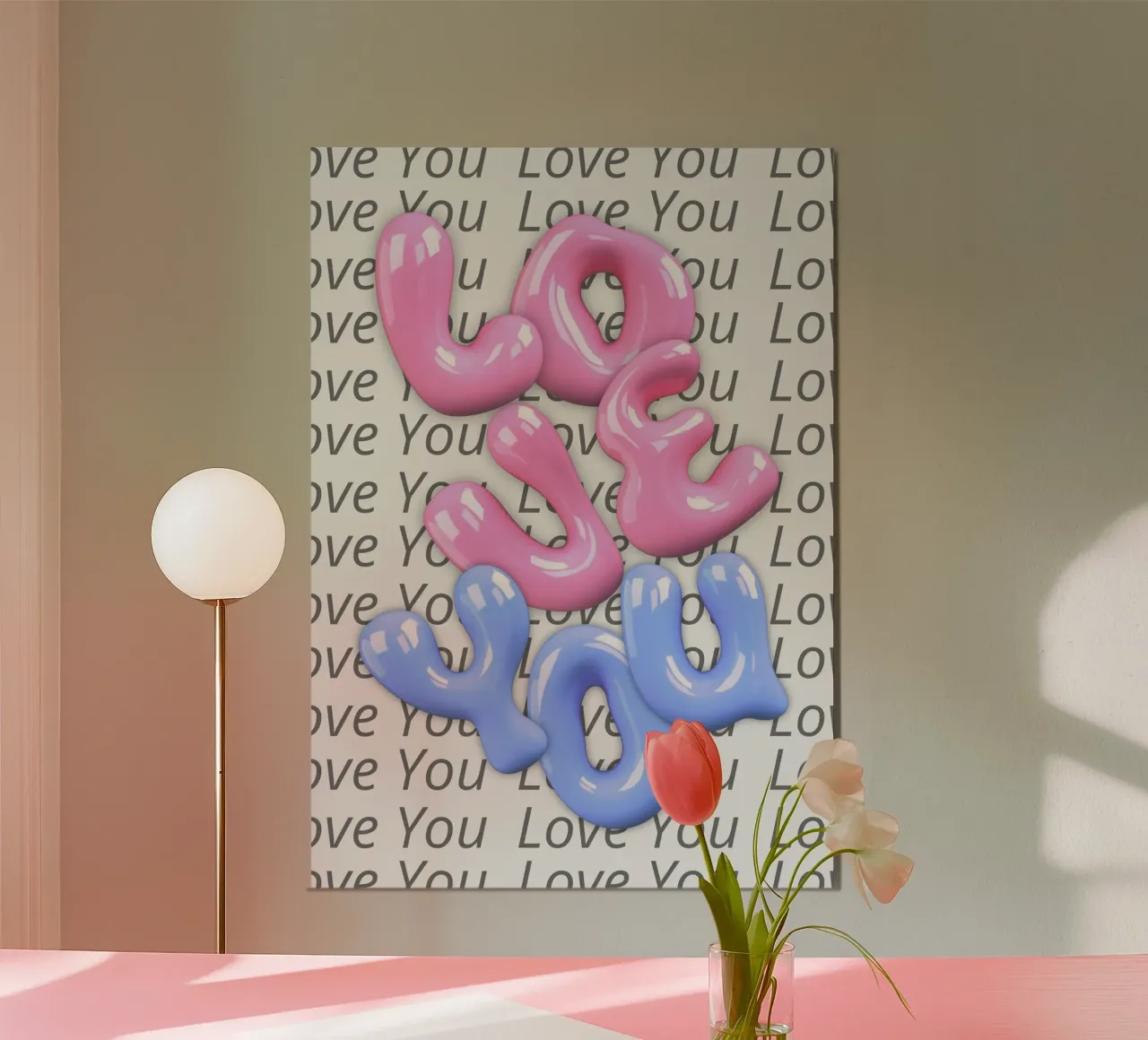 3D-Blase "Liebe dich" Pop-Art-Druck Poster von homdeco