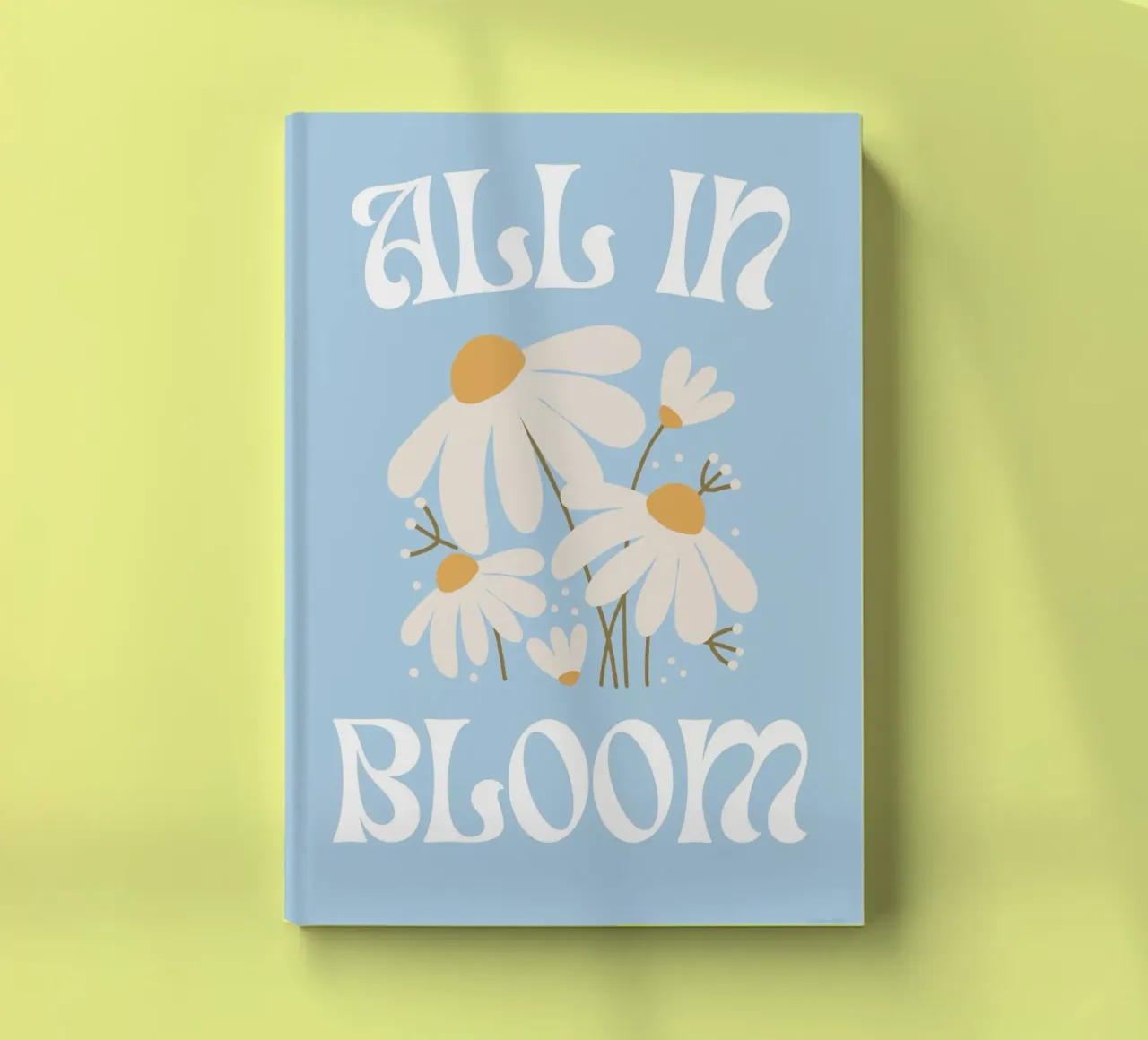 "All In Bloom" Daisy Floral Groovy Print notebook by homdeco